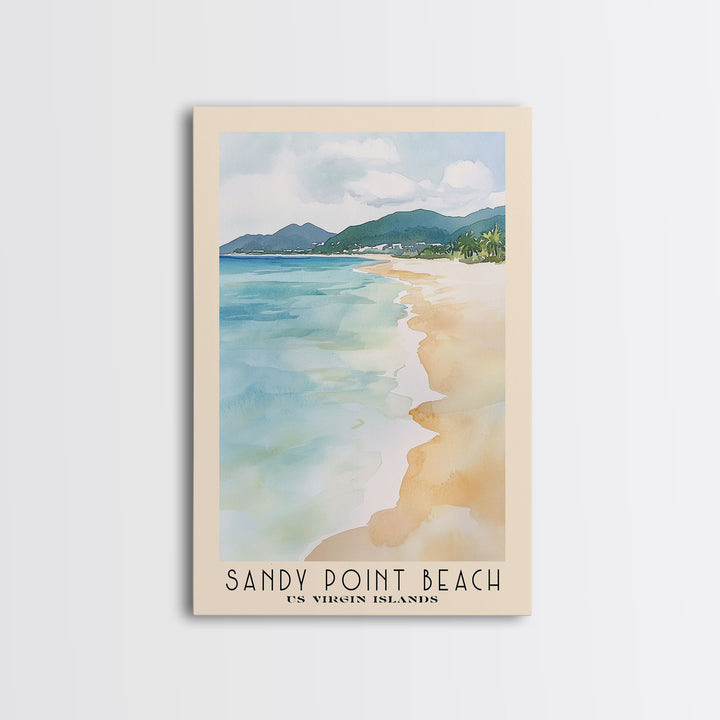 Sandy Point Beach, US Virgin islands Watercolor Print, Vacation Gift, US Virgin islands Wall Art, Beach Painting, Beach Decor, Beach Or Lakehouse Art