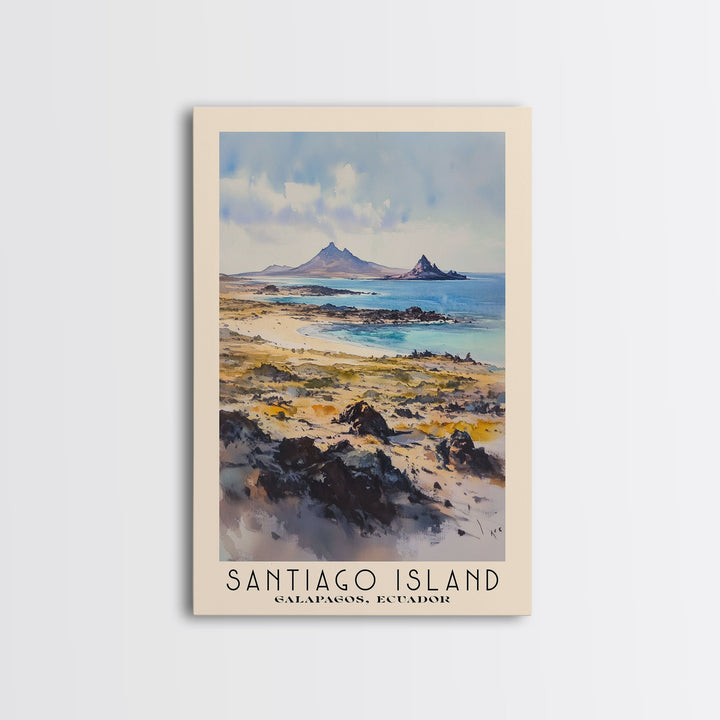 Santiago Island, Galapagos, Ecuador Watercolor Print, Vacation Gift, Galapagos, Ecuador Wall Art, Beach Painting, Beach Decor, Beach Or Lakehouse Art