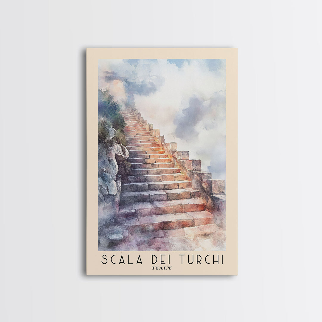 Scala dei Turchi, Italy Watercolor Print, Vacation Gift, Italy Wall Art, Vacation Wall Art, Vacatation Memories, Beach Decor, Beach Or Lakehouse Art