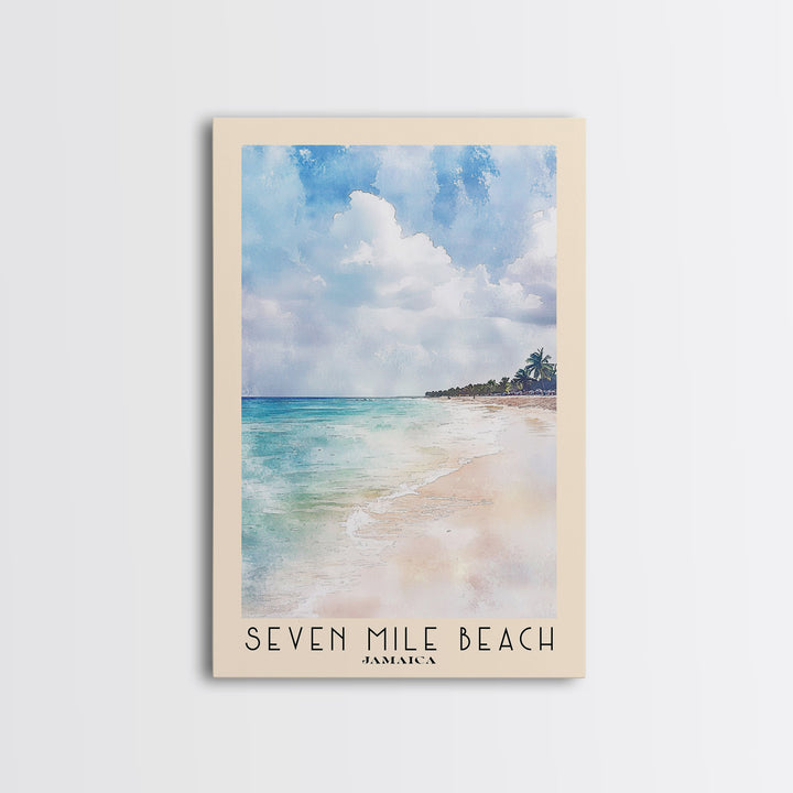 Seven Mile Beach, Jamaica Watercolor Print, Vacation Gift, Jamaica Wall Art, Vacation Wall Art, Vacatation Memories, Beach Decor, Beach Or Lakehouse Art