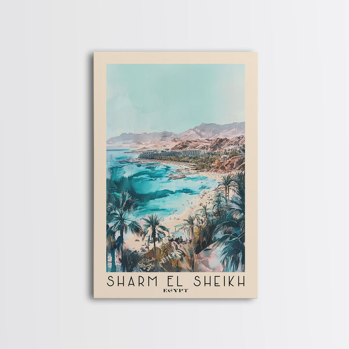 Sharm El Sheikh, Egypt Watercolor Beach Print, Vacation Gift, Egypt Wall Art, Beach Painting, Beach Decor, Beach Painting