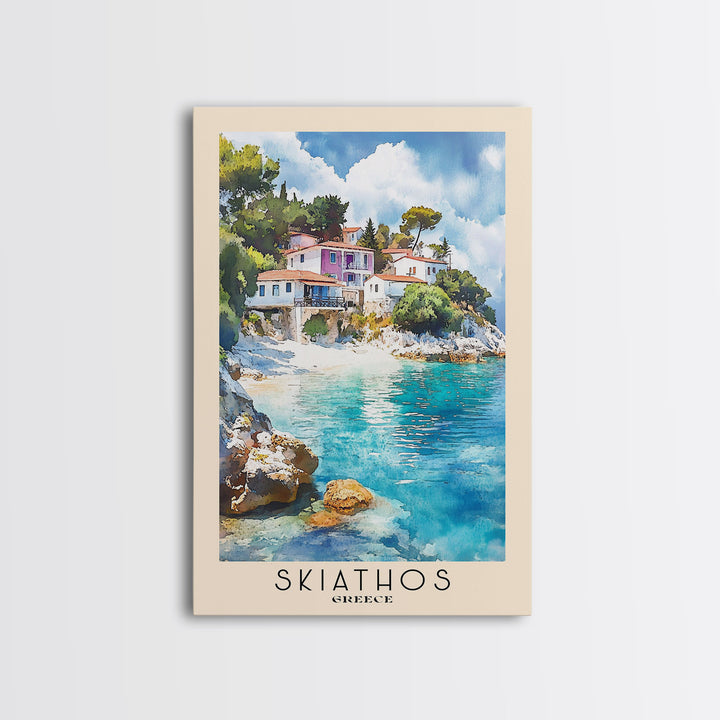 Skiathos, Greece Watercolor Print, Vacation Gift, Greece Wall Art, Beach Painting, Beach Decor, Beach Or Lakehouse Art