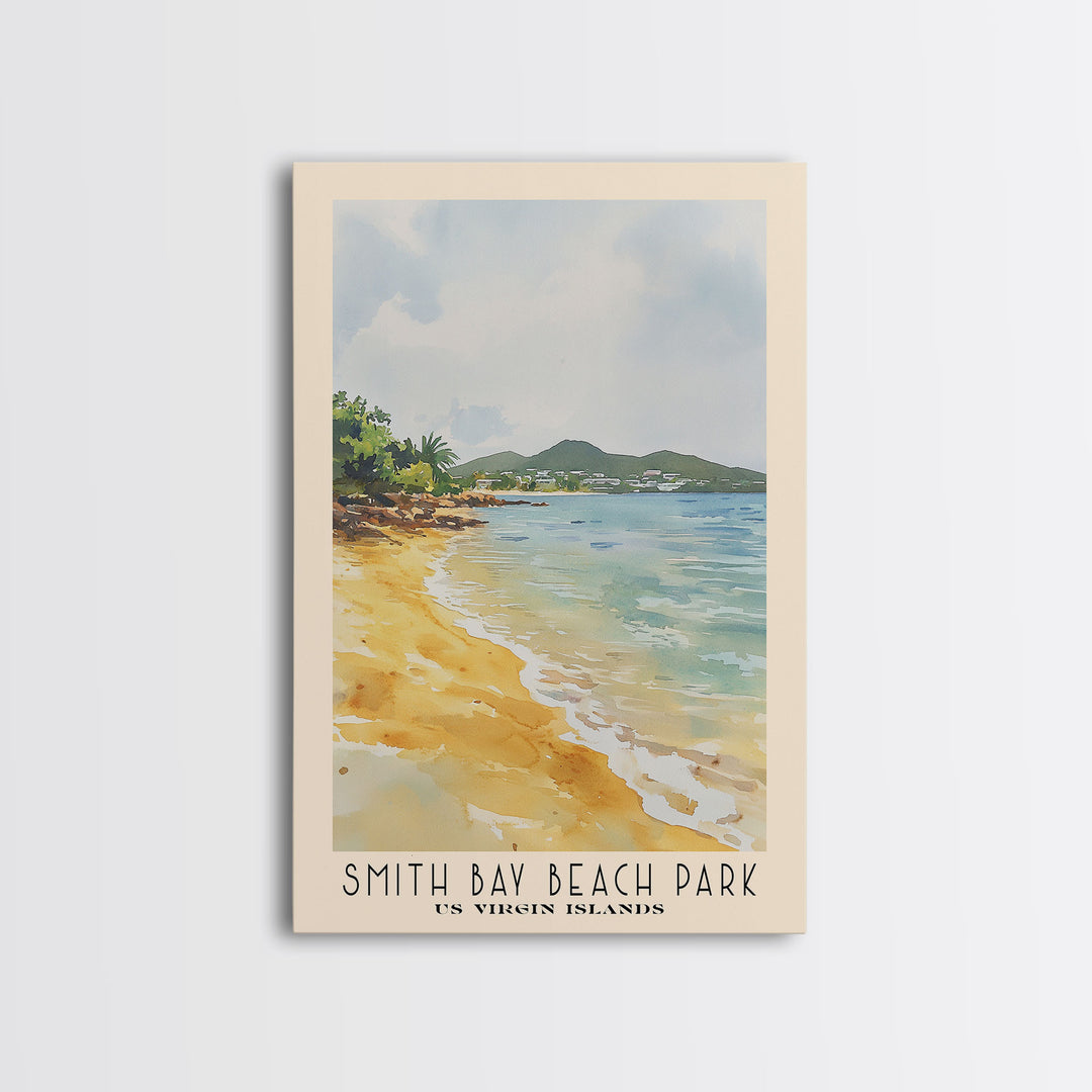 Smith Bay Beach Park, US Virgin islands Watercolor Beach Print, Vacation Gift, US Virgin islands Wall Art, Beach Painting, Beach Decor, Beach Painting