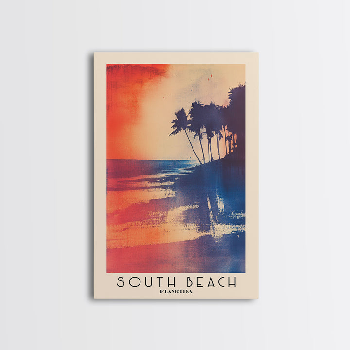 South Beach, Florida Watercolor Print, Vacation Gift, Florida Wall Art, Beach Painting, Beach Decor, Large Wall Art, Wood Frame Art