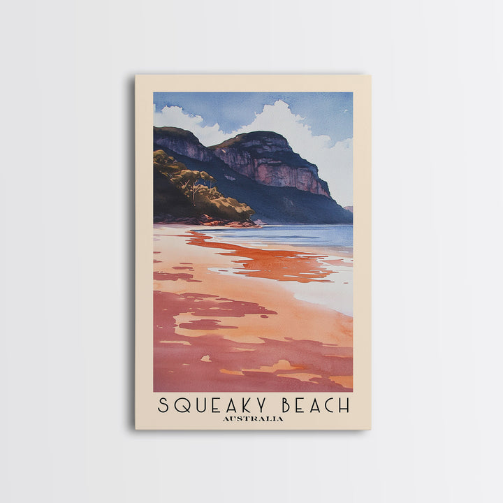 Squeaky Beach, Australia Watercolor Print, Vacation Gift, Australia Wall Art, Beach Painting, Beach Decor, Large Wall Art, Wood Frame Art