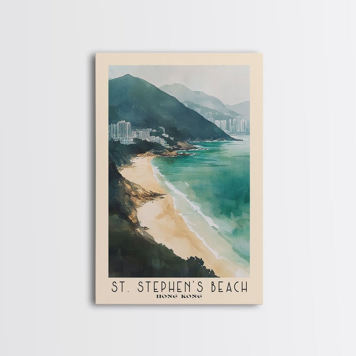 St. Stephen's Beach, Hong Kong Watercolor Print, Vacation Gift, Hong Kong Wall Art, Beach Painting, Beach Decor, Beach Or Lakehouse Art