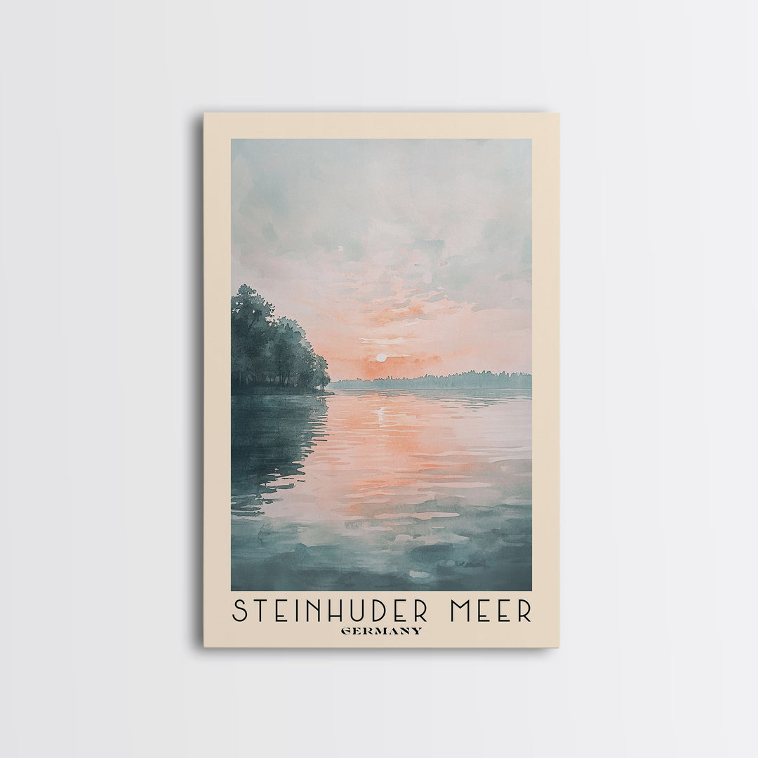 Steinhuder Meer, Germany Watercolor Beach Print, Vacation Gift, Germany Wall Art, Framed Canvas Print, Framed Beach Painting