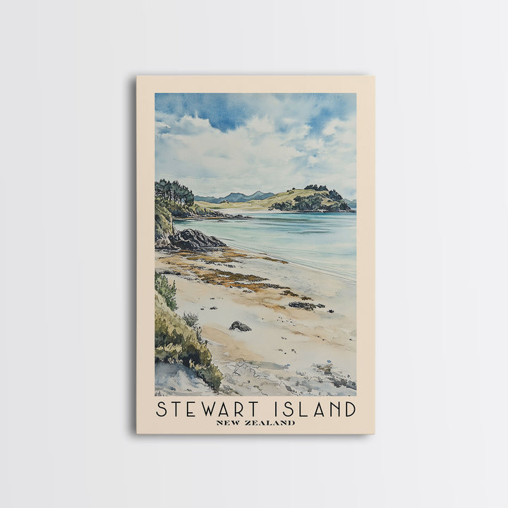 Stewart Island, New Zealand Watercolor Print, Vacation Gift, New Zealand Wall Art, Vacation Wall Art, Vacatation Memories, Beach Decor, Beach Or Lakehouse Art