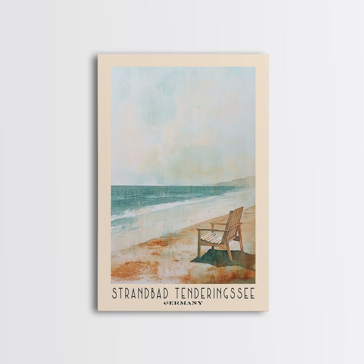 Strandbad Tenderingssee, Germany Watercolor Print, Vacation Gift, Germany Wall Art, Beach Painting, Beach Decor, Large Wall Art, Wood Frame Art