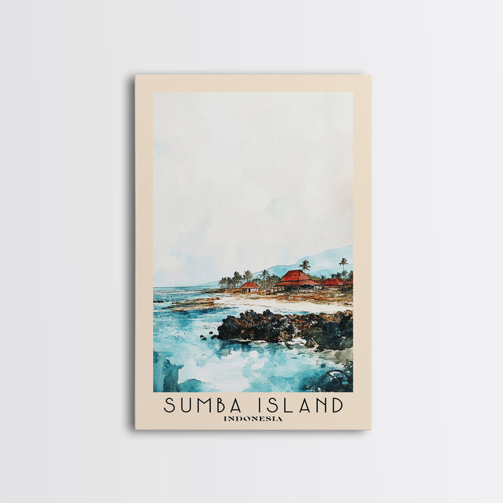 Sumba Island, Indonesia Watercolor Print, Vacation Gift, Indonesia Wall Art, Beach Painting, Beach Decor, Beach Or Lakehouse Art