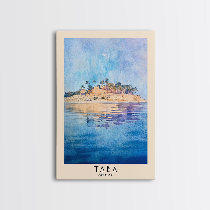 Taba, Egypt Watercolor Print, Vacation Gift, Egypt Wall Art, Beach Painting, Beach Decor, Large Wall Art, Wood Frame Art