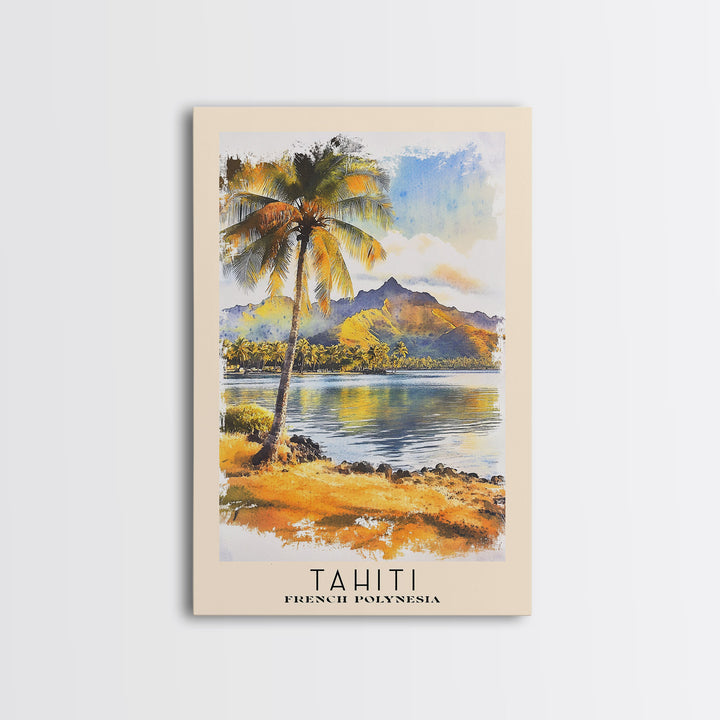 Tahiti, French Polynesia Watercolor Print, Vacation Gift, French Polynesia Wall Art, Vacation Wall Art, Vacatation Memories, Beach Decor, Beach Or Lakehouse Art