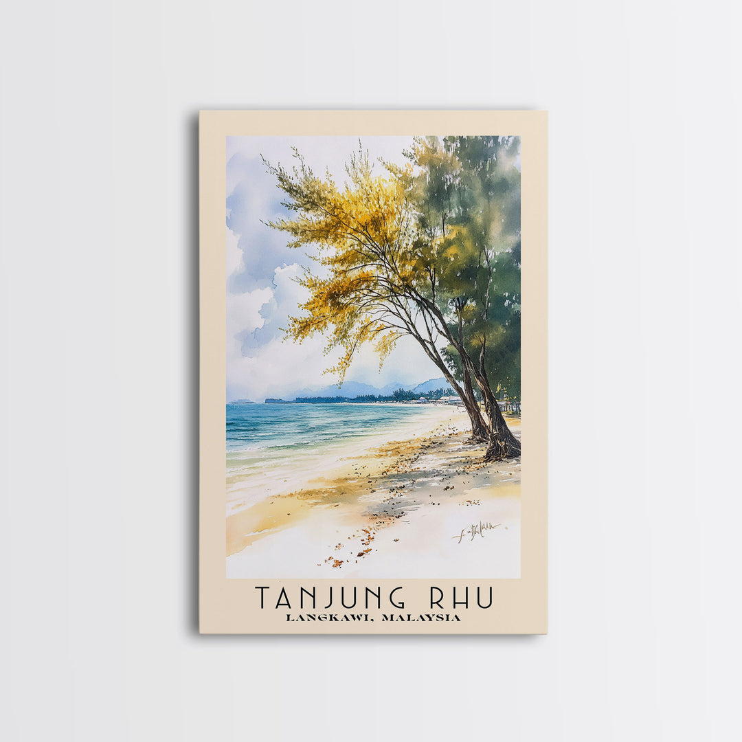 Tanjung Rhu, Langkawi, Malaysia Watercolor Print, Vacation Gift, Langkawi, Malaysia Wall Art, Beach Painting, Beach Decor, Large Wall Art, Wood Frame Art