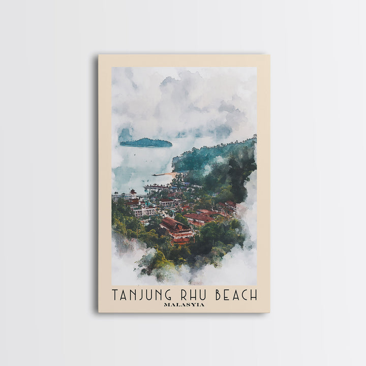 Tanjung Rhu Beach, Malasyia Watercolor Beach Print, Vacation Gift, Malasyia Wall Art, Framed Canvas Print, Framed Beach Painting