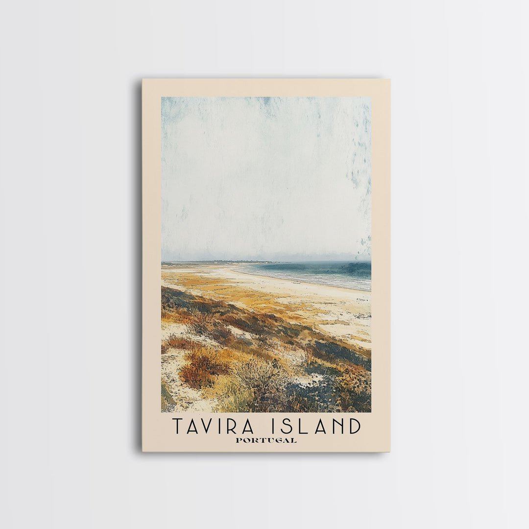 Tavira Island, Portugal Watercolor Beach Print, Vacation Gift, Portugal Wall Art, Beach Painting, Beach Decor, Beach Painting