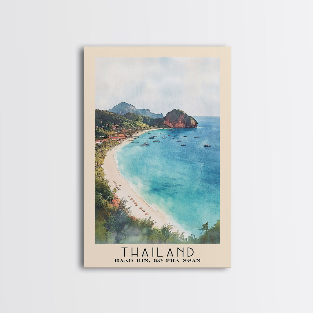 Thailand, Haad Rin, Ko Pha Ngan Watercolor Print, Vacation Gift, Haad Rin, Ko Pha Ngan Wall Art, Beach Painting, Beach Decor, Beach Or Lakehouse Art