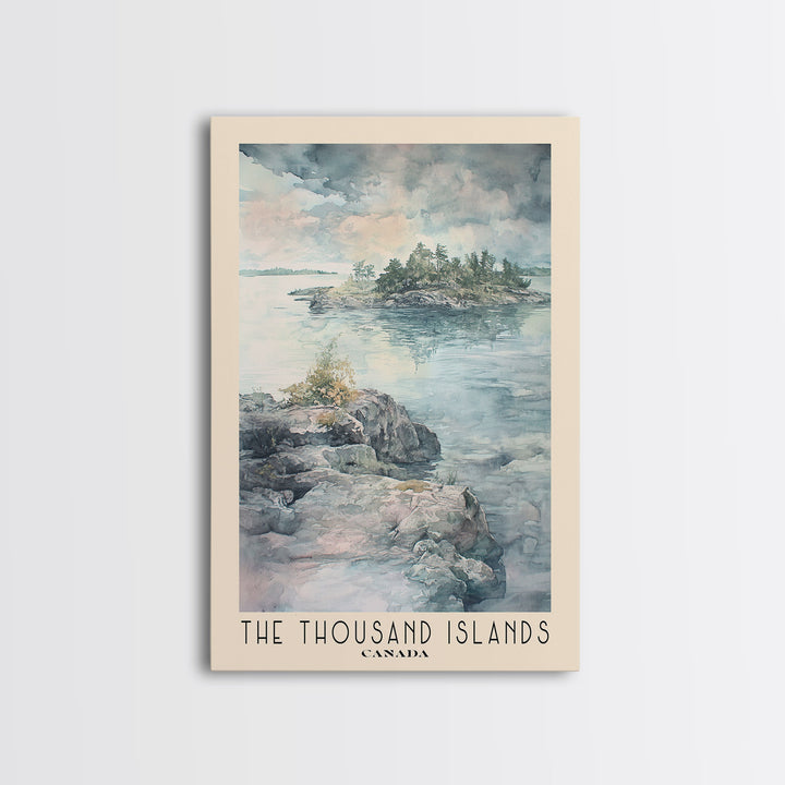 The Thousand Islands, Canada Watercolor Print, Vacation Gift, Canada Wall Art, Beach Painting, Beach Decor, Large Wall Art, Wood Frame Art