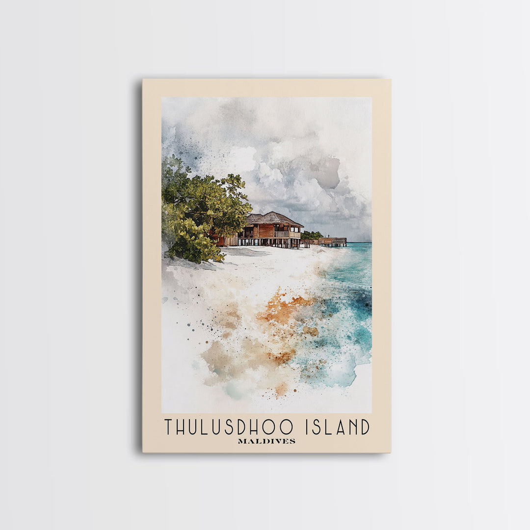 Thulusdhoo Island, Maldives Watercolor Print, Vacation Gift, Maldives Wall Art, Beach Painting, Beach Decor, Beach Or Lakehouse Art