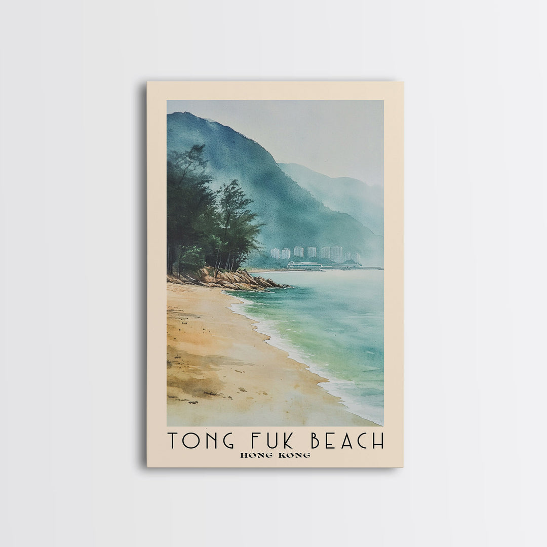 Tong Fuk Beach, Hong Kong Watercolor Print, Vacation Gift, Hong Kong Wall Art, Vacation Wall Art, Vacatation Memories, Beach Decor, Beach Or Lakehouse Art