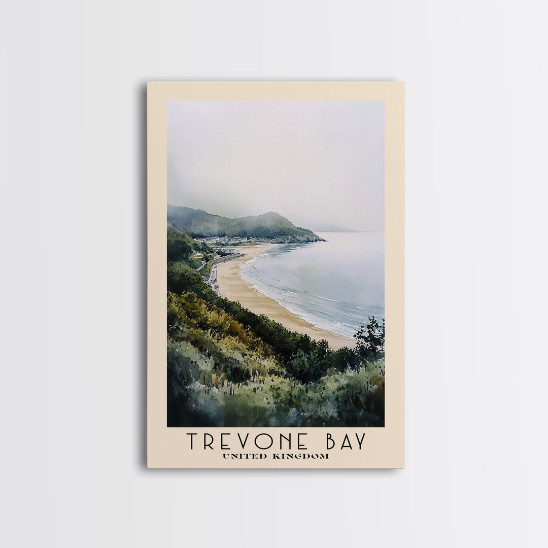 Trevone Bay, United Kingdom Watercolor Print, Vacation Gift, United Kingdom Wall Art, Beach Painting, Beach Decor, Beach Or Lakehouse Art