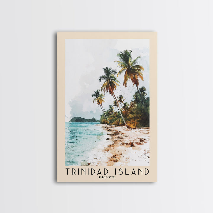 Trinidad Island, Brazil Watercolor Print, Vacation Gift, Brazil Wall Art, Beach Painting, Beach Decor, Large Wall Art, Wood Frame Art