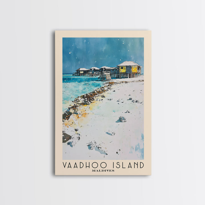 Vaadhoo Island, Maldives Watercolor Print, Vacation Gift, Maldives Wall Art, Beach Painting, Beach Decor, Large Wall Art, Wood Frame Art