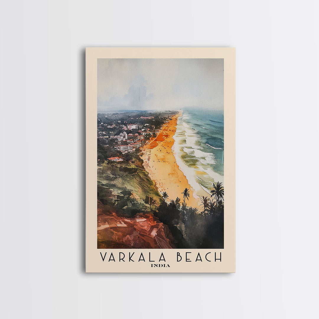 Varkala Beach, India Watercolor Print, Vacation Gift, India Wall Art, Vacation Wall Art, Vacatation Memories, Beach Decor, Beach Or Lakehouse Art