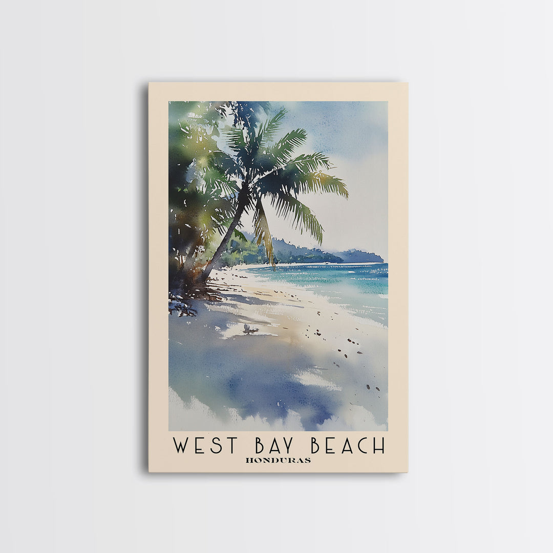 West Bay Beach, Honduras Watercolor Print, Vacation Gift, Honduras Wall Art, Vacation Wall Art, Vacatation Memories, Beach Decor, Beach Or Lakehouse Art