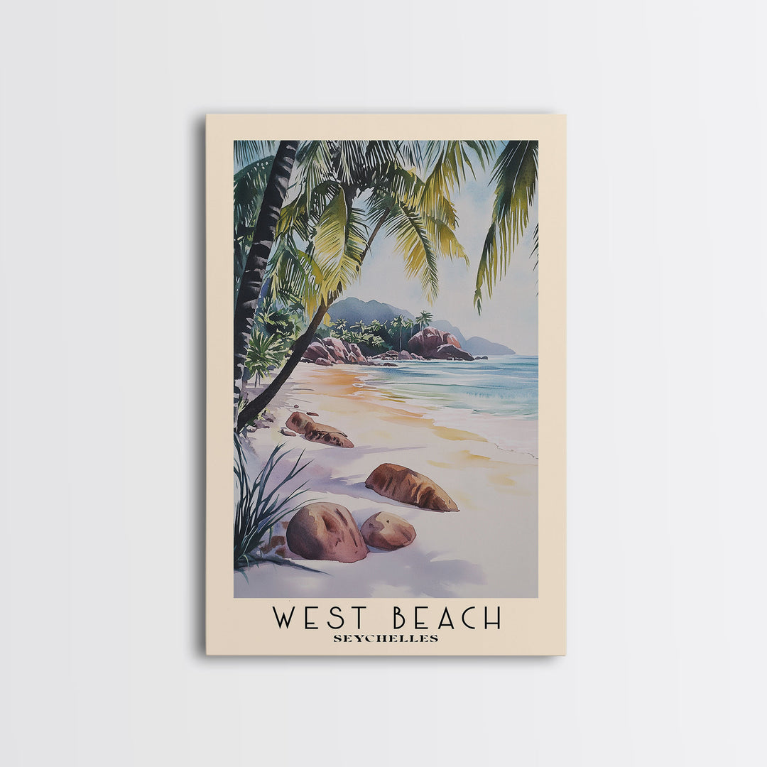 West Beach, Seychelles Watercolor Print, Vacation Gift, Seychelles Wall Art, Beach Painting, Beach Decor, Beach Or Lakehouse Art