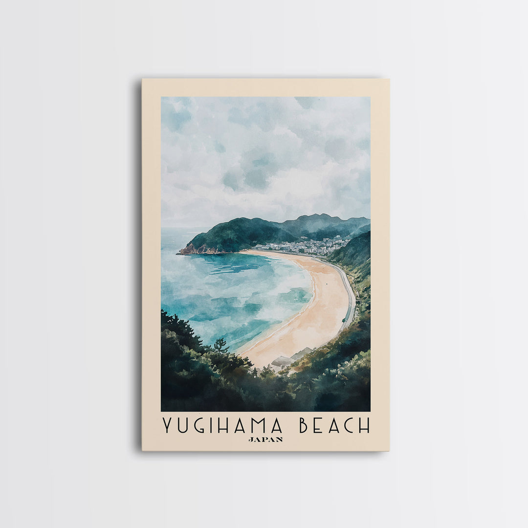 Yugihama Beach, Japan Watercolor Print, Vacation Gift, Japan Wall Art, Beach Painting, Beach Decor, Beach Or Lakehouse Art