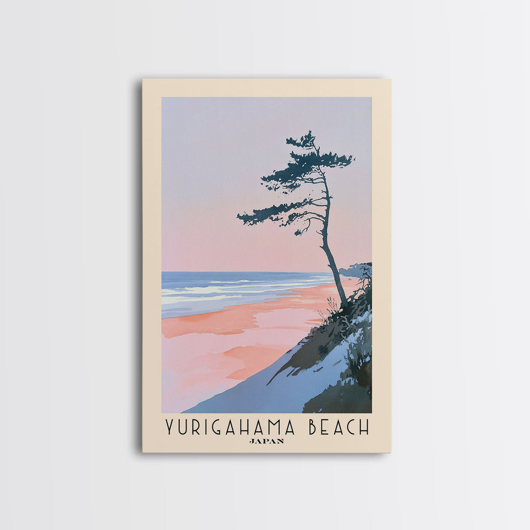 Yurigahama Beach, Japan Watercolor Beach Print, Vacation Gift, Japan Wall Art, Beach Painting, Beach Decor, Beach Painting