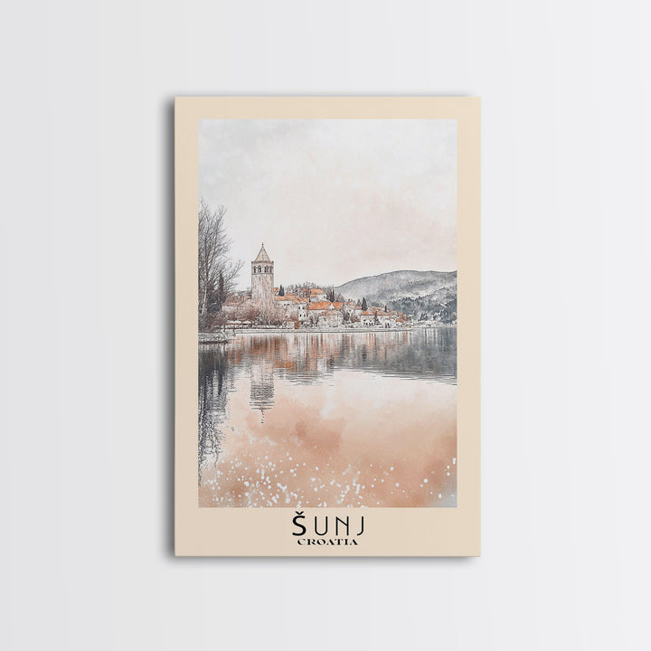 Šunj, Croatia Watercolor Print, Vacation Gift, Croatia Wall Art, Vacation Wall Art, Vacatation Memories, Beach Decor, Beach Or Lakehouse Art