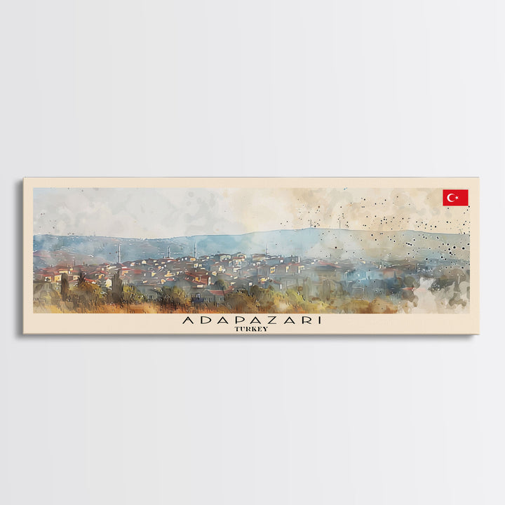 Adapazar Turkey Panoramic Travel Poster, Framed Canvas Print or Metal Wall Art, Travel Art, Home Decor, Panoramic Painting, Midcentury Art