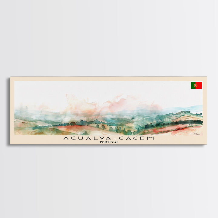 Agualva Portugal Wall Art, Panoramic Travel Poster, Panoramic Framed Canvas Print, City Wall Art, Wall Hanging Home Decor, Travel Art