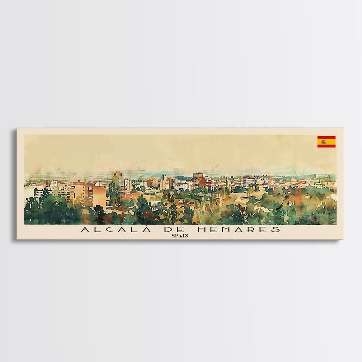 Alcalį Spain Travel Art, City Art, Framed Canvas Print or Metal Wall Art, Europe Travel Poster, Panoramic Wall Art, Extra Wide Wall Art