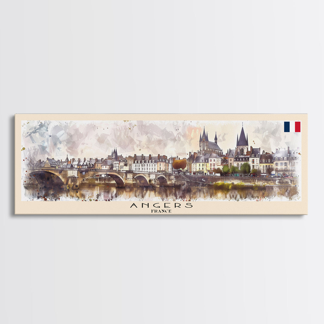 Angers France Wall Art, Panoramic Travel Poster, Panoramic Framed Canvas Print, City Wall Art, Wall Hanging Home Decor, Travel Art