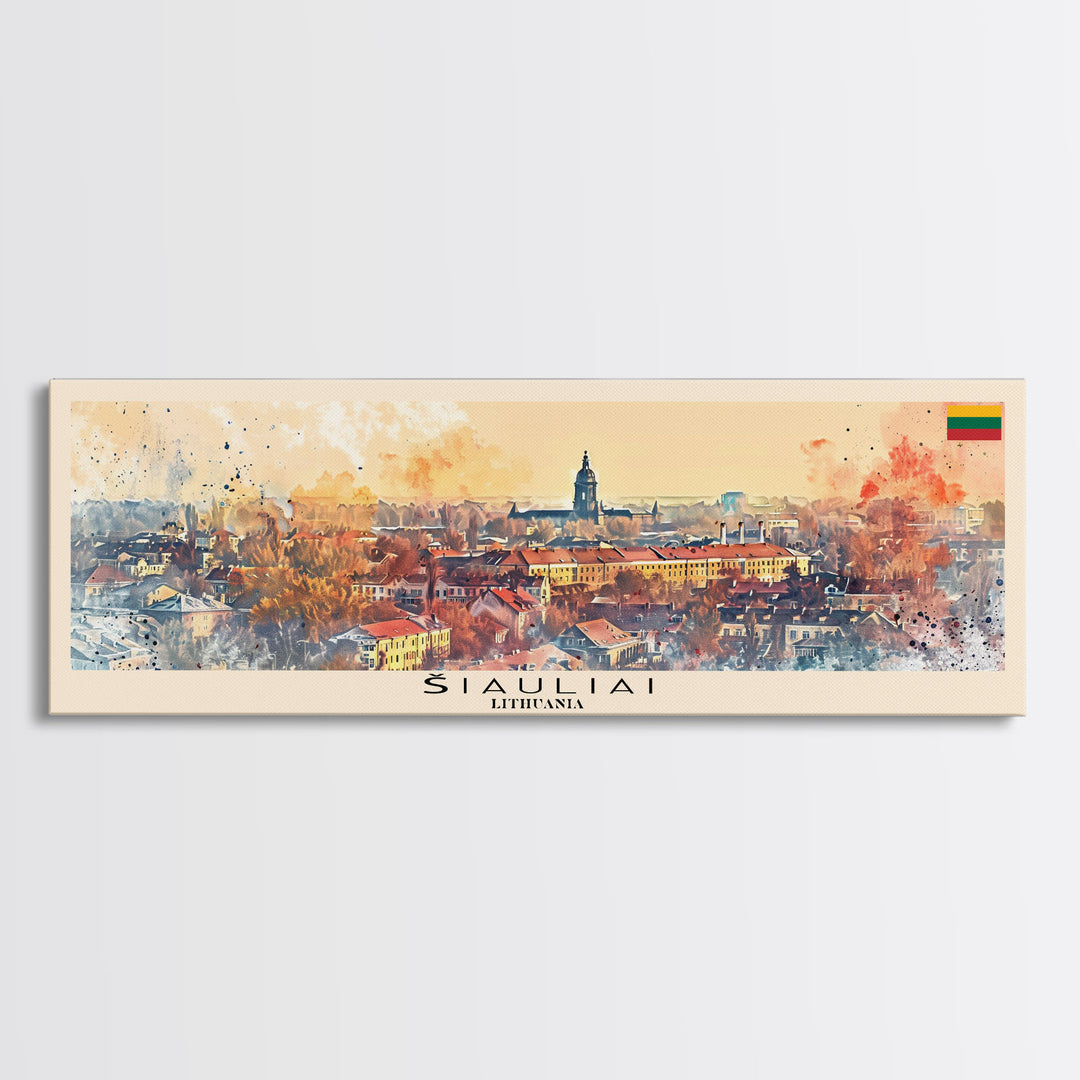 Iauliai Lithuania Travel Print Wall Art, Panoramic City Art, Travel Art, Wall Decor, Vacation Gift, Framed Canvas Print Or Metal Art