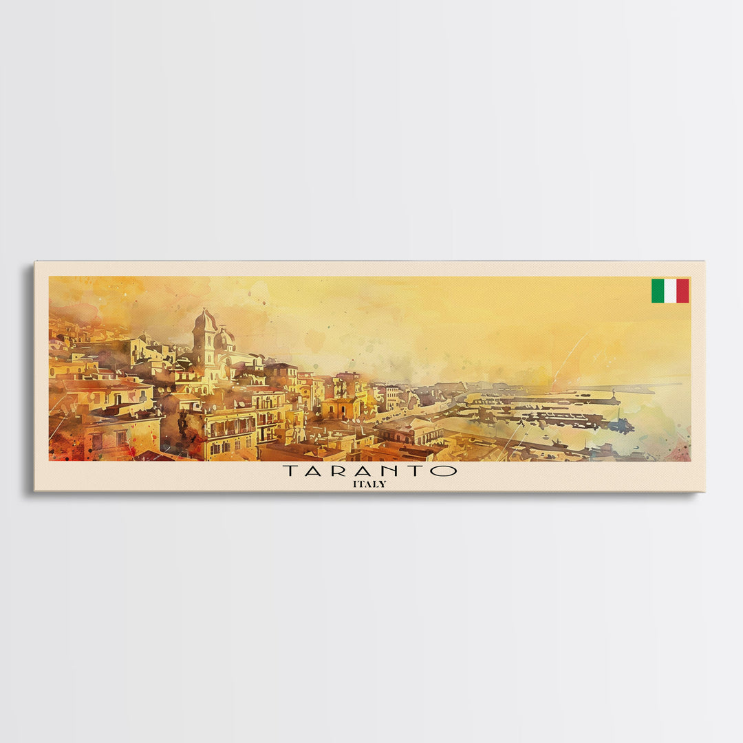 Taranto Italy Travel Art, City Art, Framed Canvas Print or Metal Wall Art, Europe Travel Poster, Panoramic Wall Art, Extra Wide Wall Art