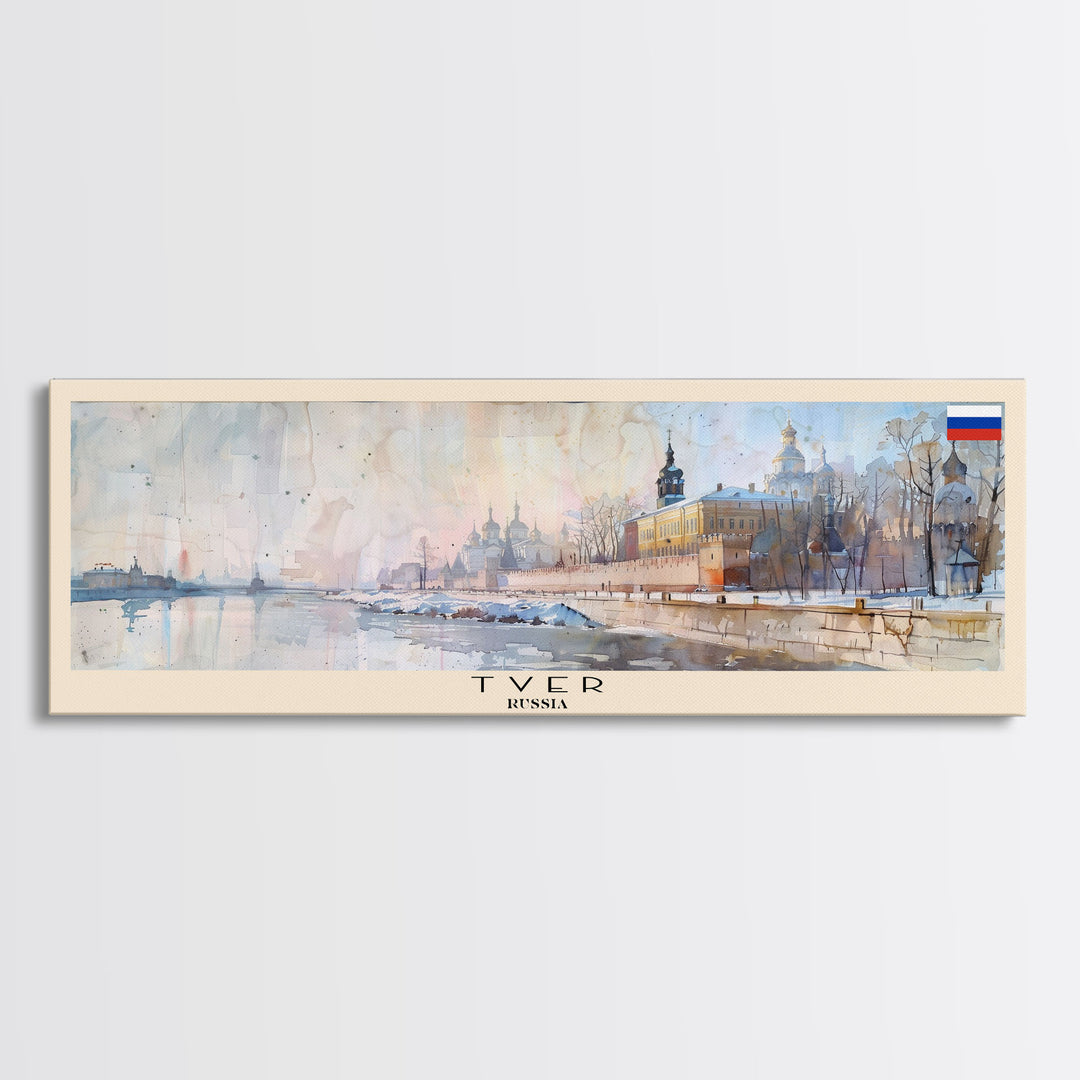 Tver Russia Travel Art, City Art, Framed Canvas Print or Metal Wall Art, Europe Travel Poster, Panoramic Wall Art, Extra Wide Wall Art