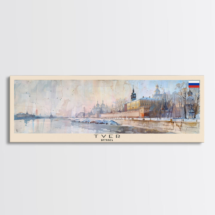 Tver Russia Travel Art, City Art, Framed Canvas Print or Metal Wall Art, Europe Travel Poster, Panoramic Wall Art, Extra Wide Wall Art