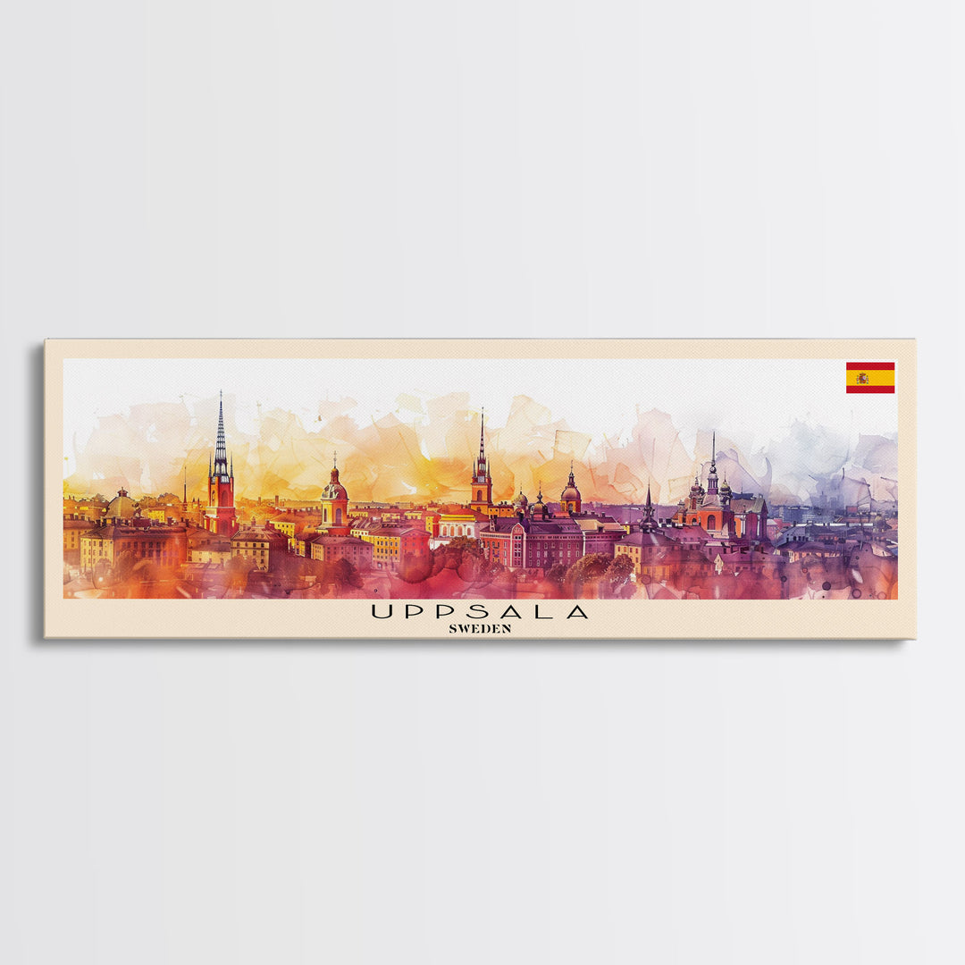 Uppsala Sweden Wall Art, Panoramic Travel Poster, Panoramic Framed Canvas Print, City Wall Art, Wall Hanging Home Decor, Travel Art