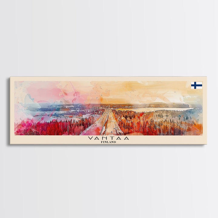 Vantaa Finland Travel Art, City Art, Framed Canvas Print or Metal Wall Art, Europe Travel Poster, Panoramic Wall Art, Extra Wide Wall Art