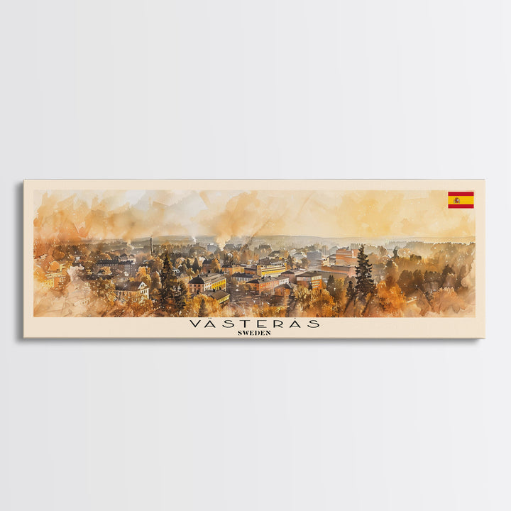 Vastras Sweden Travel Print Wall Art, Panoramic City Art, Travel Art, Wall Decor, Vacation Gift, Framed Canvas Print Or Metal Art