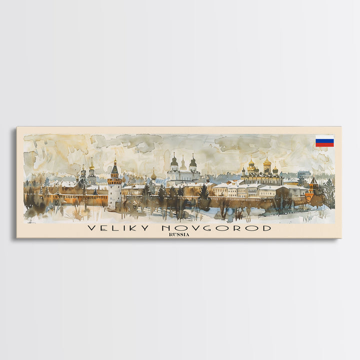 Veliky Novgorod Russia Wall Art, Panoramic Travel Poster, Panoramic Framed Canvas Print, City Wall Art, Wall Hanging Home Decor, Travel Art