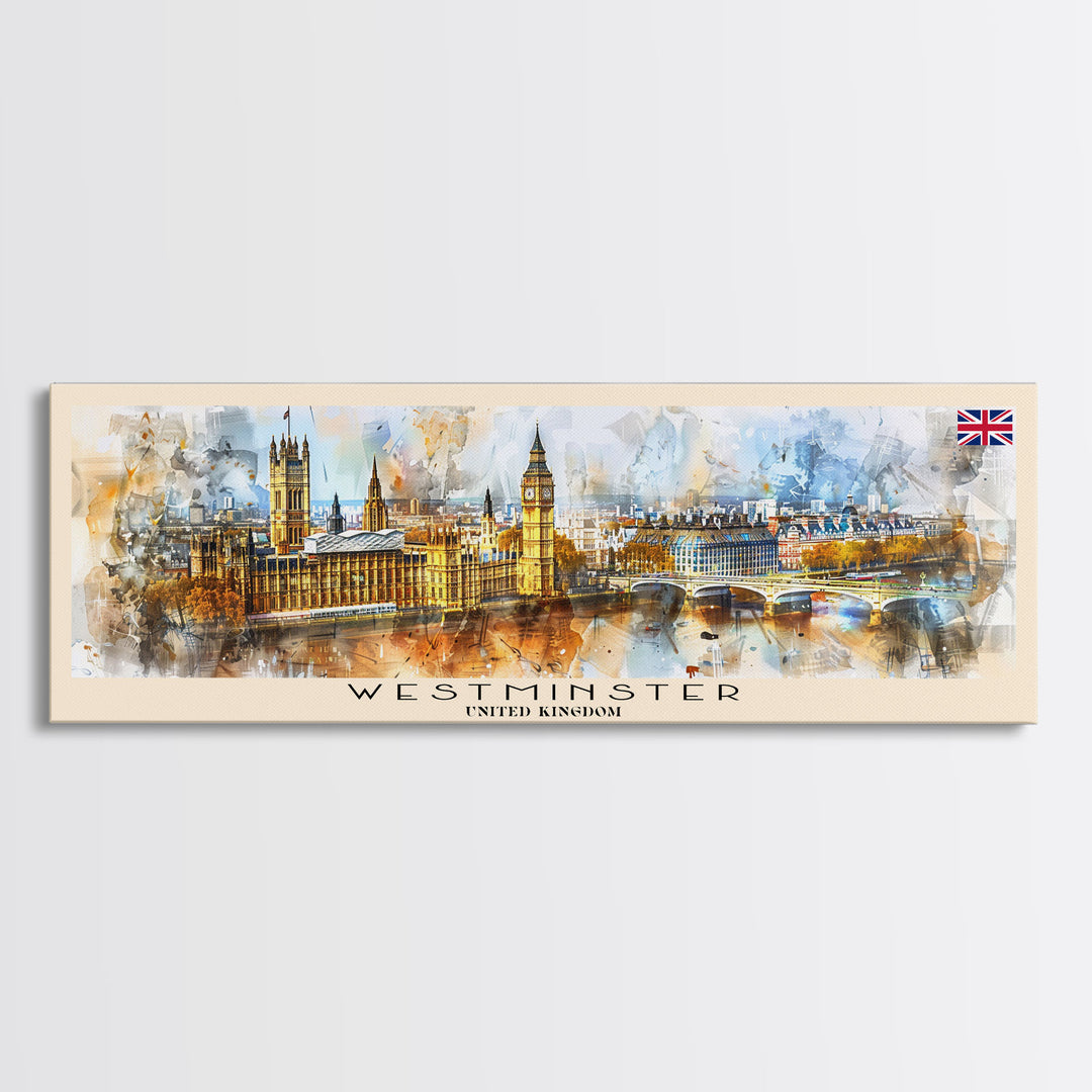 Westminster United Kingdom Wall Art, Panoramic Travel Poster, Panoramic Framed Canvas Print, City Wall Art, Wall Hanging Home Decor, Travel Art