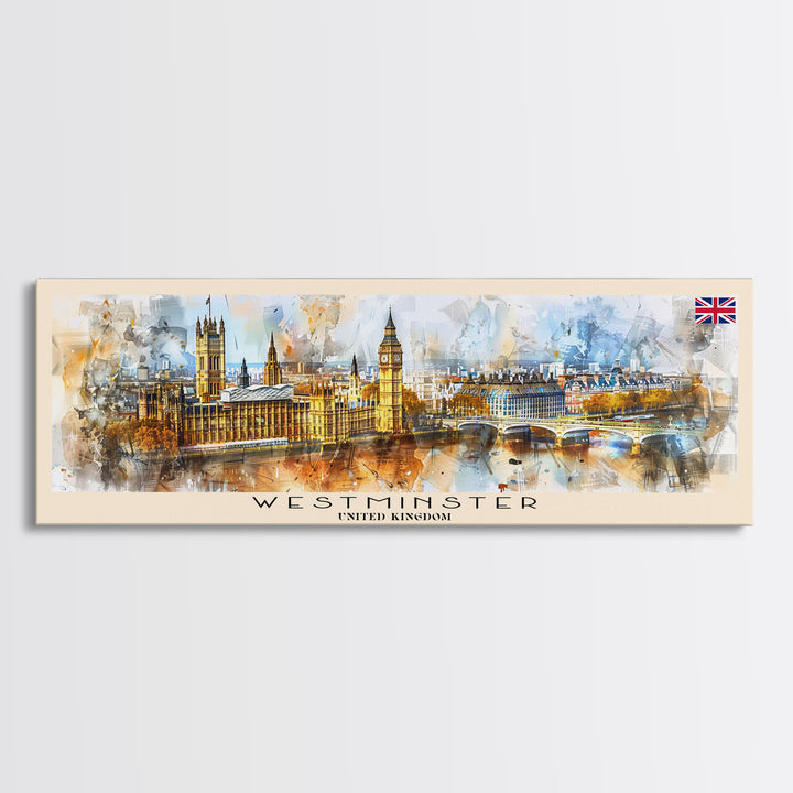 Westminster United Kingdom Wall Art, Panoramic Travel Poster, Panoramic Framed Canvas Print, City Wall Art, Wall Hanging Home Decor, Travel Art