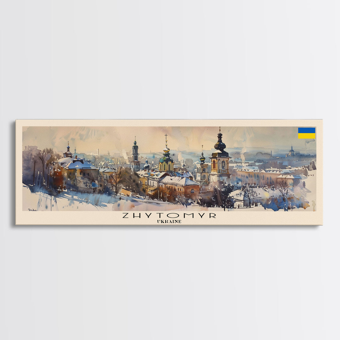 Zhytomyr Ukraine Travel Art, City Art, Framed Canvas Print or Metal Wall Art, Europe Travel Poster, Panoramic Wall Art, Extra Wide Wall Art