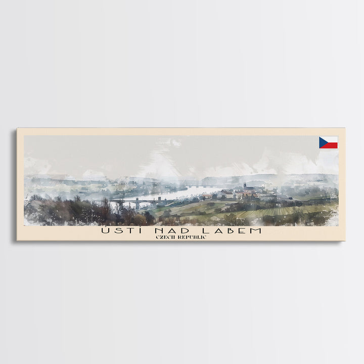 Ústí nad Labem Czech Republic Wall Art, Panoramic Travel Poster, Panoramic Framed Canvas Print, City Wall Art, Wall Hanging Home Decor, Travel Art