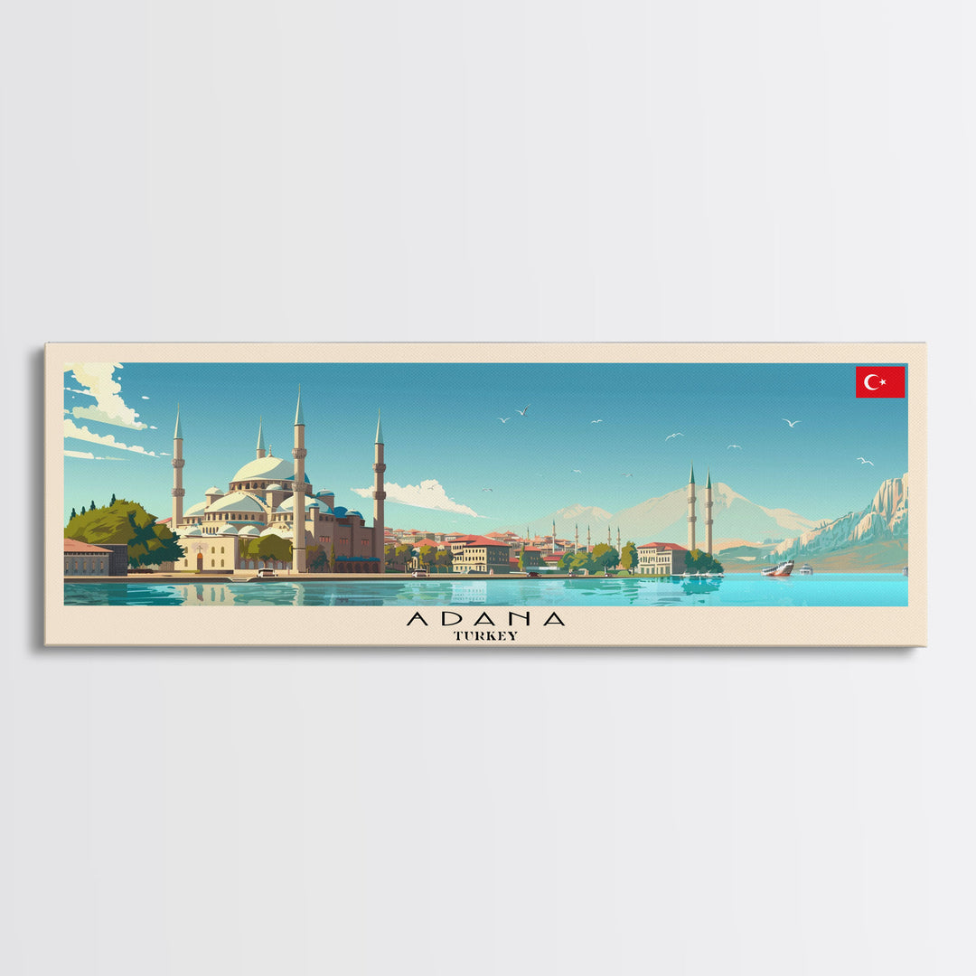 Adana Turkey  Travel Art, City Art, Framed Canvas Print or Metal Wall Art, Europe Travel Poster, Panoramic Wall Art, Extra Wide Wall Art