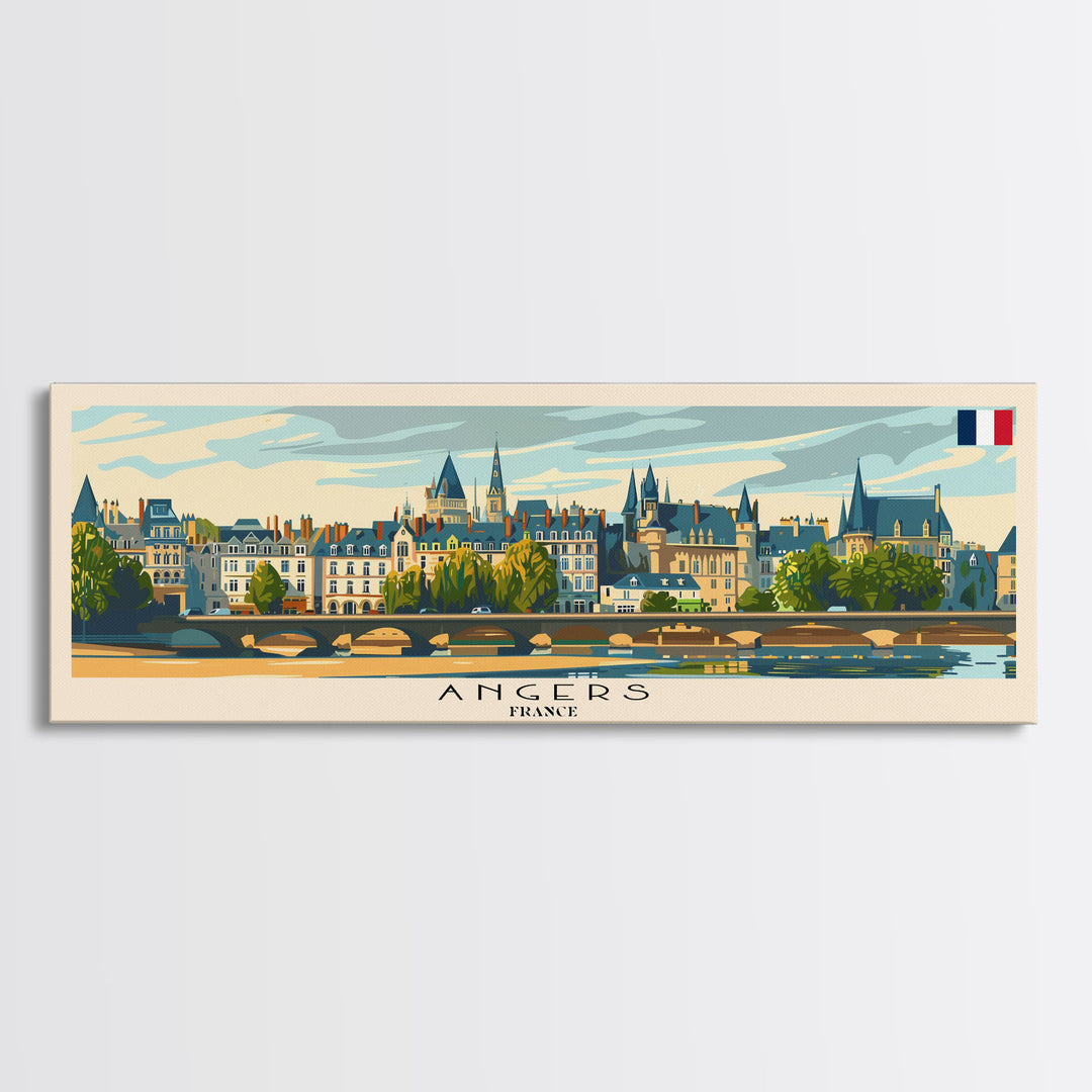 Angers France Wall Art, Panoramic Travel Poster, Panoramic Framed Canvas Print, City Wall Art, Wall Hanging Home Decor, Travel Art